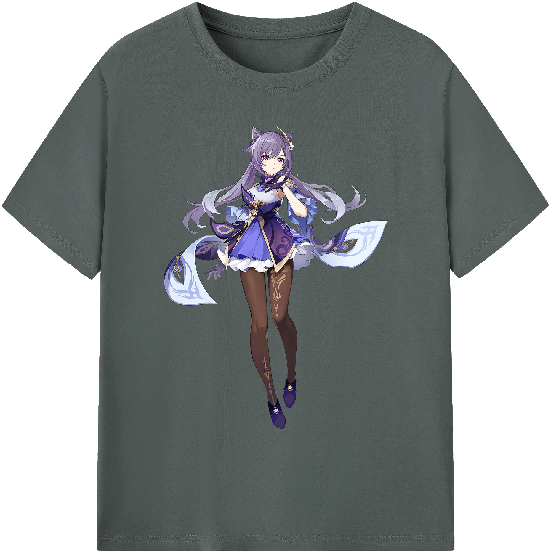 げんし神 刻晴 こくせい genshin Kokusei 綿100％ メンズ半袖Tシャツ｜肌触りやわらか＆通気性